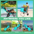 thumbnail image 6 of Lilypelle Foldable Chaise Lounge Chair with Top sunshade , Integrated Wagon Pull Cart Combination and 10'' Heavy Wheels ,Bright Blue, 6 of 16