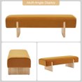 thumbnail image 4 of Zesthouse 55.1" Upholstered Bench, Modern Velvet Ottoman Bench with Wooden Legs, Entryway Bench for Bedroom Living Room, Orange, 4 of 12