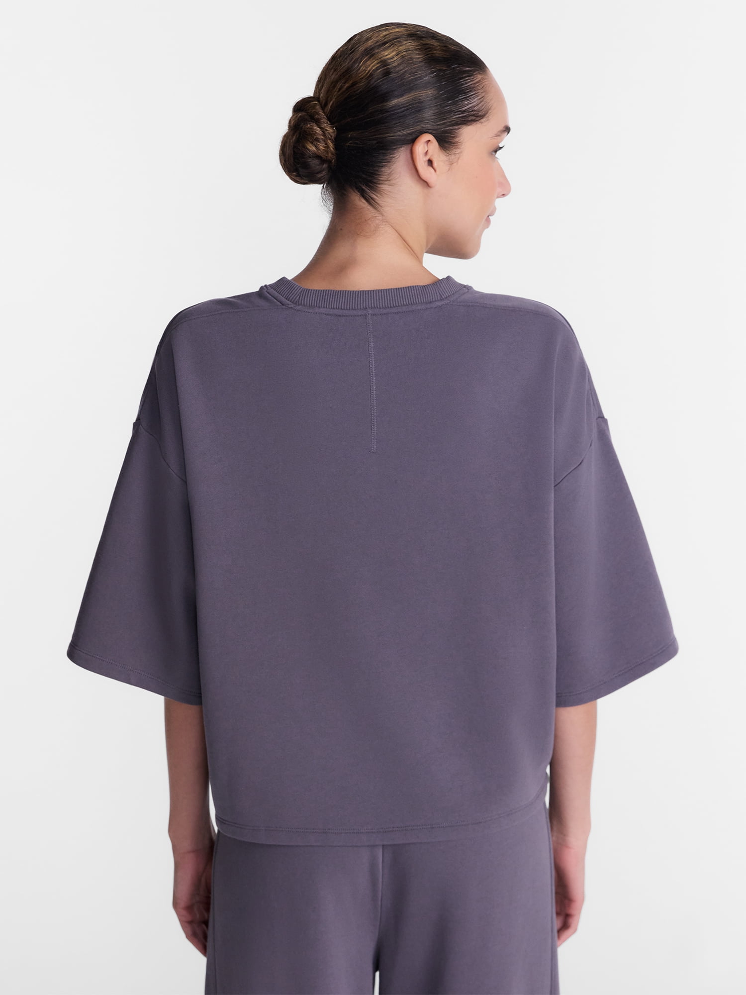 Athletic Works Women's and Women's Plus French Terry Cropped Boxy Tee, Sizes XS-4X