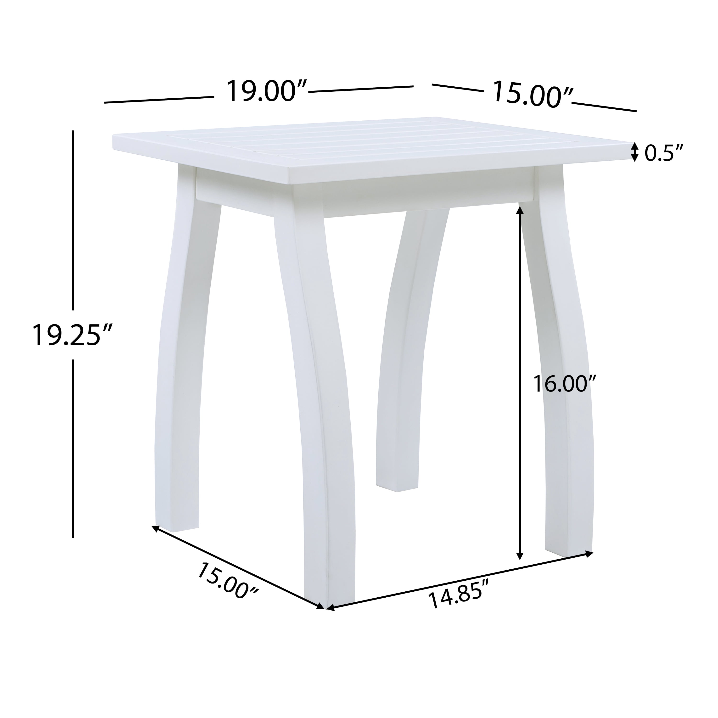 Side Table, Weather-Resistant Rectangular End Table for Patio, Garden, Lawn, and Living Room (White PU)