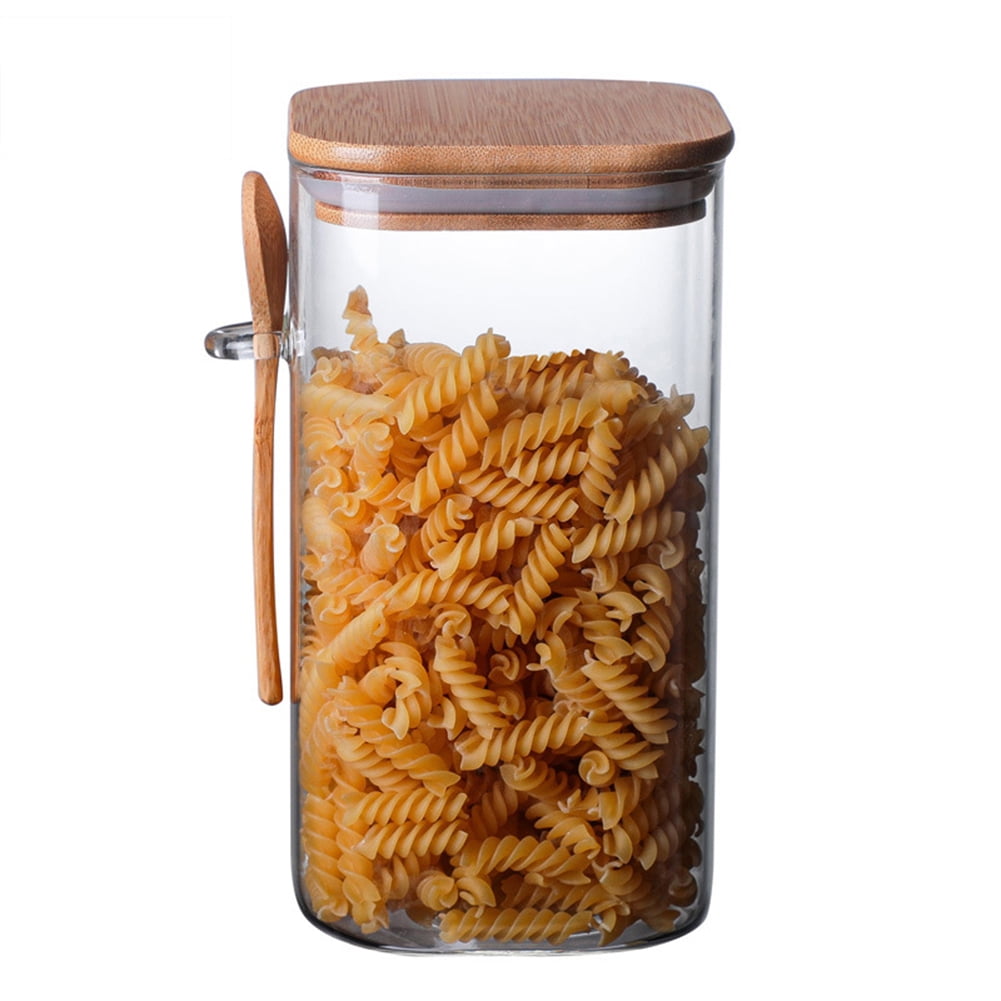 Spice Jar Condiment Container With Spoon And Airtight Wooden Lid Seasoning Box Dry Food Storage Canister Walmart Com Walmart Com