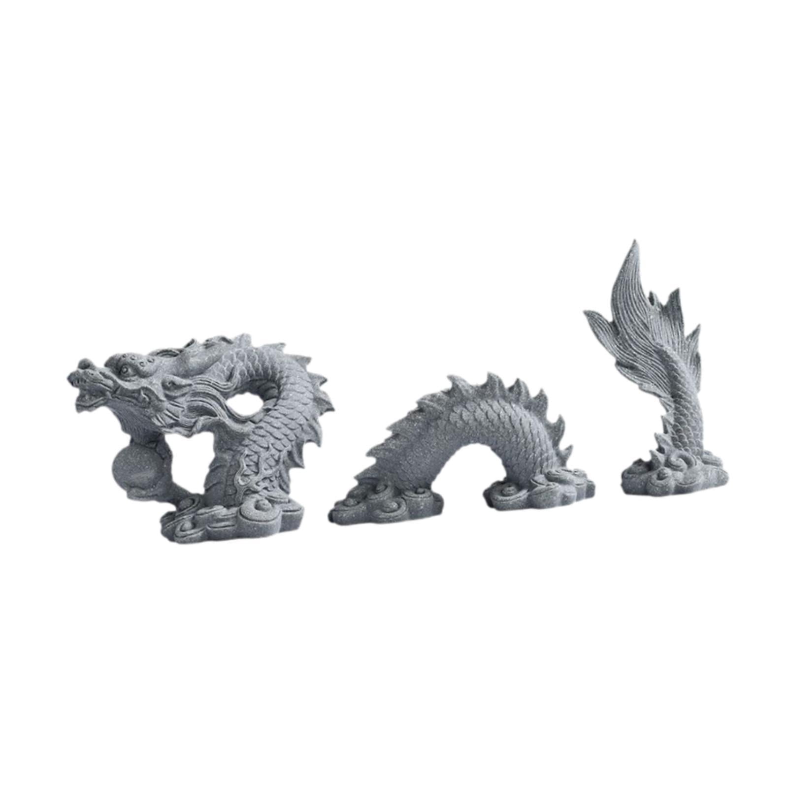 CarpNettore Dragon Statue Set Aquarium Landscape Fish Tank Decoration Traditional Gift Craft