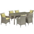 thumbnail image 2 of Modway Conduit 7 Piece Outdoor Patio Wicker Rattan Dining Set in Light Gray Peridot, 2 of 6