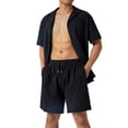 thumbnail image 3 of Liacowi Men Two-piece Shorts Set Short Sleeve Shirt and Baggy Shorts, 3 of 6