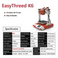 thumbnail image 4 of Open Box EasyThreed K6 3D Printer for Kids and Beginners, Desktop FDM 3D Printer with 2.4'' Touchscreen Control, 10m PLA Filament, Quick Assembly, Print Size 3.94x3.94x3.94in, 4 of 11