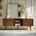 thumbnail image 2 of Modern 63" TV Stand for TVs up to 70" with Geometric-patterned Brown, 2 of 8