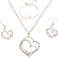 thumbnail image 4 of Clearance Jewelry Sets! YOHOME Double Heart Bracelet Necklace Earrings Set Gold, 4 of 5