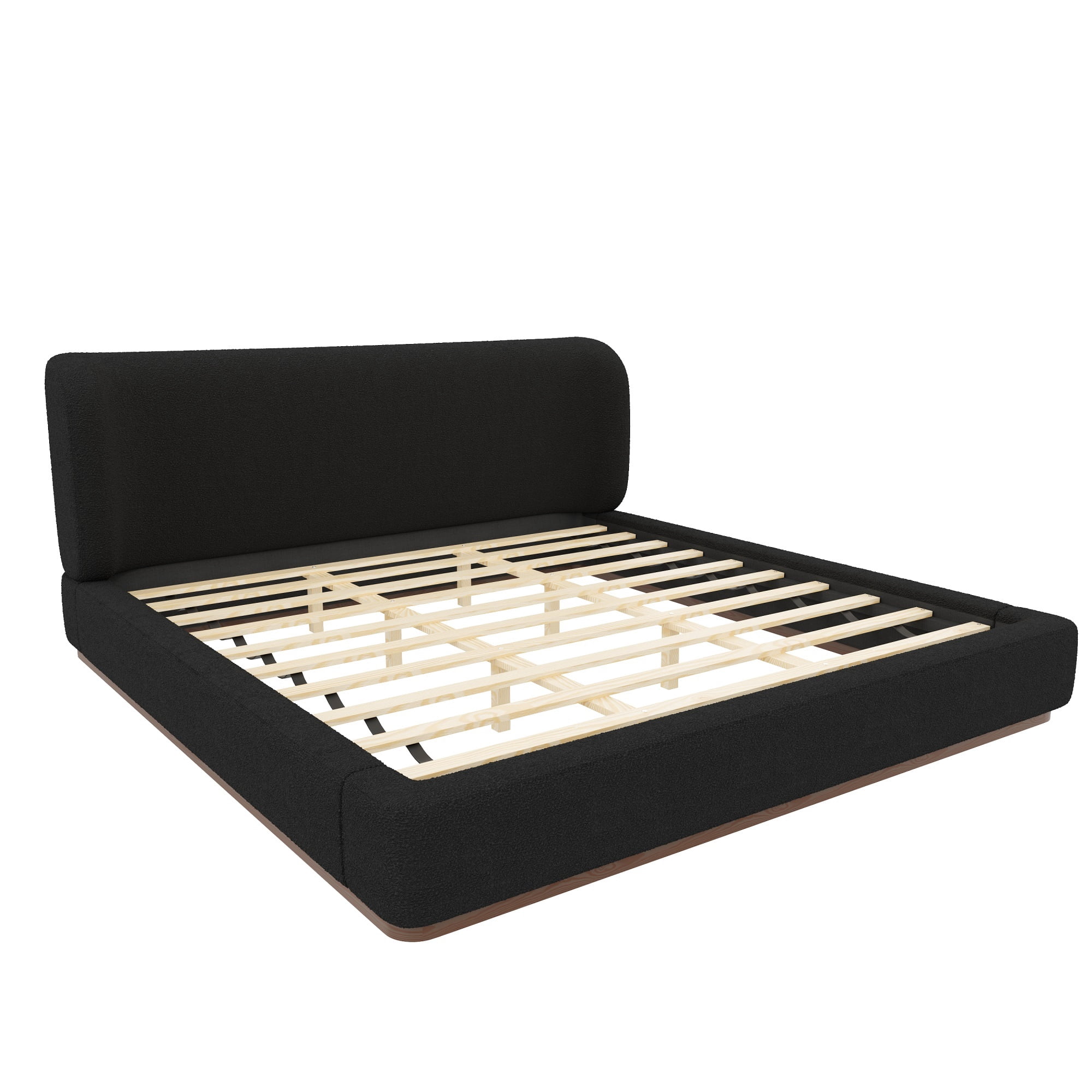 Euroco Upholstery King Size Platform Bed, Black