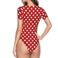 thumbnail image 4 of Easygdp Red Polka Dot Women's One-Piece Swimsuit Slim Fit Crew Neck Bodysuit Athletic Swimwear with Concealed Buckle - XX-Large, 4 of 9