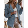 thumbnail image 5 of Womens Double Breasted Tweed Blazers Casual Long Sleeve Open Front Blazer Jackets Work Suits, 5 of 5