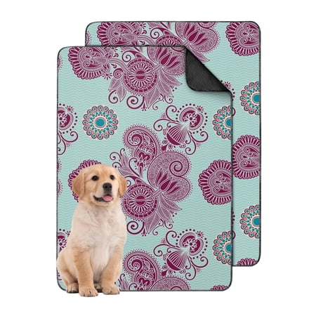 Paisley Patterned Reusable Pee Pad 24 x35 Washable and Highly Absorbent Non-Slip Mat for Dog Potty Training in Apartments and Small Homes.