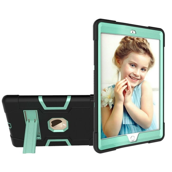 SOATUTO Case for Apple iPad 9th For iPad 9th 8th 7th Generation 2021 2020 2019 Model 10.2 Inch Tablet Case Come with HD Clear Tempered Glass Screen Protector - 1 Pcs Screen Protector/Black+Green