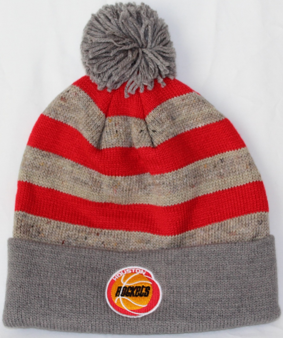 Houston Rockets Mitchell & Ness NBA "Speckled Crown" Cuffed Knit Hat w Pom by Mitchell & Ness
