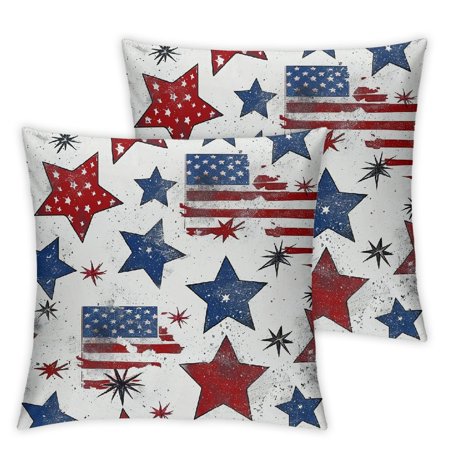 

QCPP Stars Stripes Americo Makk Short Plush Pillowcase Set of 2 Aesthetic Decorative Home Furnishing Short Plush Set of 2 12x12in