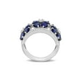 thumbnail image 3 of 4.49 Carat (Ctw) Lab-Created Blue Sapphire Flower Band Ring in Sterling Silver for Women, 3 of 6