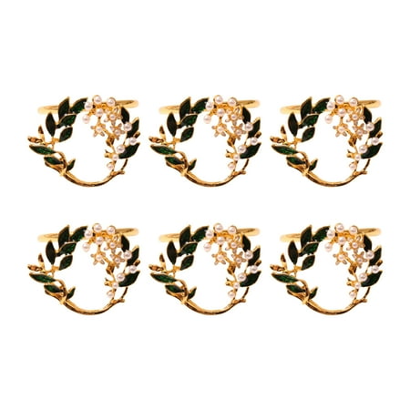 

Table Decoration Jasmine Elegant Zinc Alloy 6pcs Christmas Strong Napkin Ring