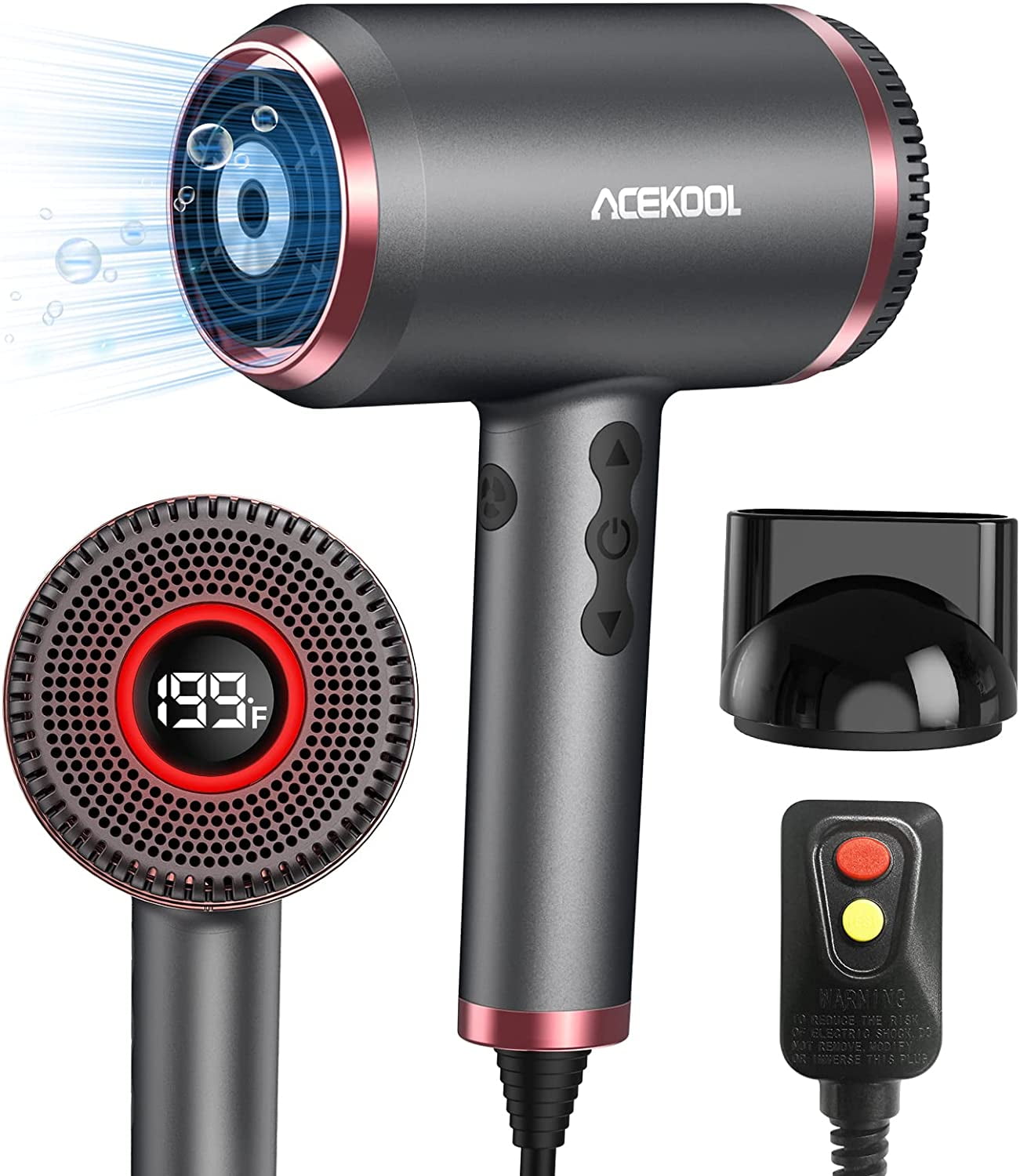 Ionic Hair Dryer, Acekool Portable Lightweight Blow Dryer, Compact