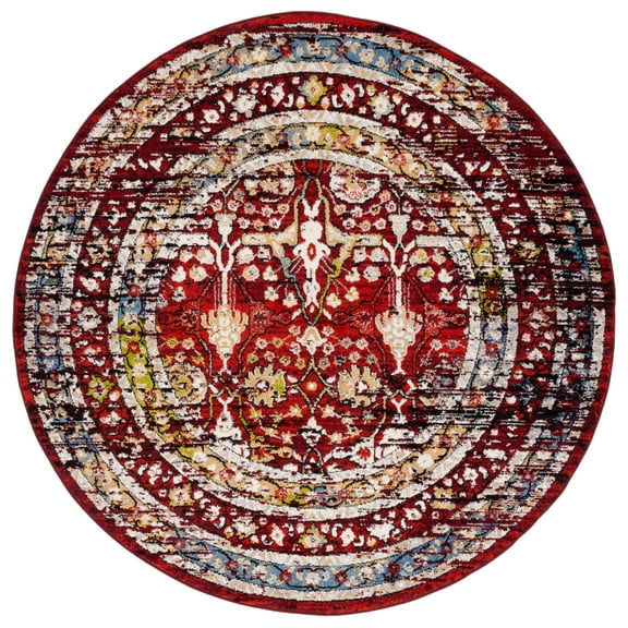 SAFAVIEH Amsterdam Margery Traditional Area Rug, Red, 6'7" x 6'7" Round