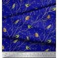 thumbnail image 2 of Soimoi Blue Moss Georgette Fabric Leaves & Flowerpecker Bird Decor Fabric Printed Yard 44 Inch Wide, 2 of 3