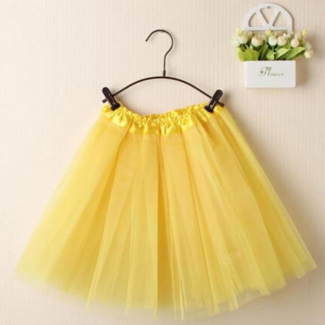 Mefallenssiah Jupe Mini en Dentelle Organza Superposée pour Femmes, Jaune