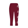thumbnail image 4 of Pxkloy Leggings Capris for Women 2025 Summer Slim Fit Yoga Capris Pants Floral Print High Waist Cropped Trouser Tummy Control Knee Length Capris Wine,XL, 4 of 4