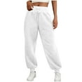 thumbnail image 7 of Womens Sherpa Pants Plus Velvet Padded Solid Color Drawstring Furry Lounge Trousers Casual Warm Fleece Thickened Pant White L, 7 of 7