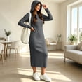 thumbnail image 5 of Womens Sweater Dresses Long Sleeve Casual Knit Dress with Drawstring Hood Fall/Winter Fashion Clothes, 5 of 8