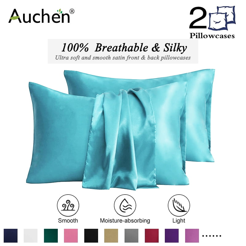 2 Pack Satin Silk Pillowcase for Hair and Skin, Ultra Silky Satin Pillow Covers with Envelope