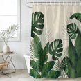 thumbnail image 2 of 66x72 Inch Shower Curtains for Bathroom, Monstera Leaves Fabric Bath Curtain Decor, Summer Green Tropical Plants Leaf Beige Waterproof Restroom Curtains Shower Set Accessories with 12 Hooks 66 Inch, 2 of 7