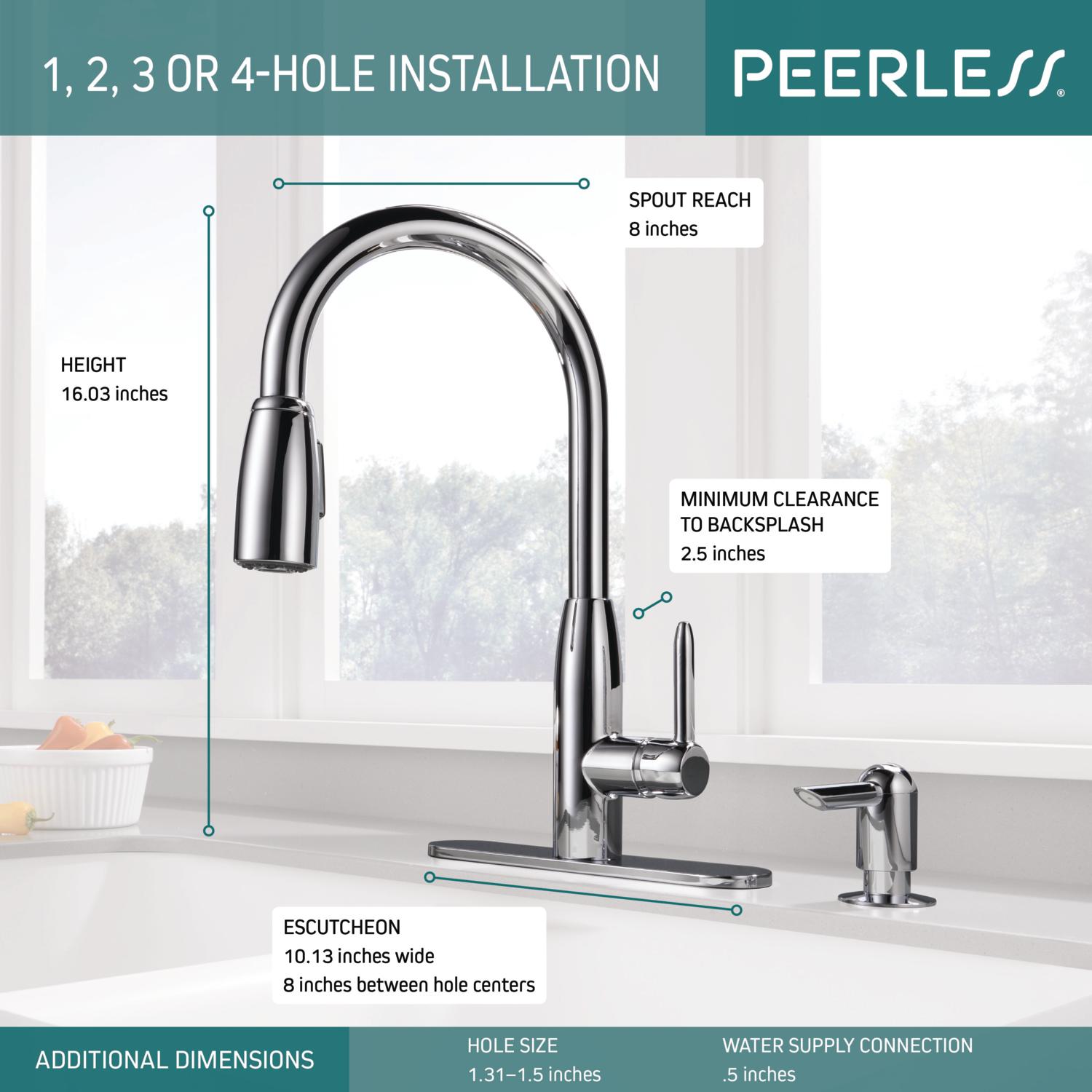 Peerless Core Kitchen Single Handle Pull-Down Faucet in Chrome P88103LF-SD-L - image 7 of 11