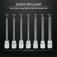 thumbnail image 3 of Extra Long Hex Bit Socket Set 7 Piece H3-H10 -V 3/8Inch Drive 110mm Length, 3 of 6