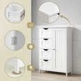thumbnail image 3 of LEDREM Bathroom Floor Cabinet, Wooden Freestanding Side Storage Organizer with 4 Drawers and Adjustable Shelves for Bathroom, White, 3 of 9