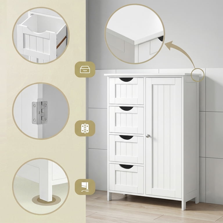 Ledrem Bathroom Floor Cabinet with 4 Drawers and Adjustable Shelf photo 3