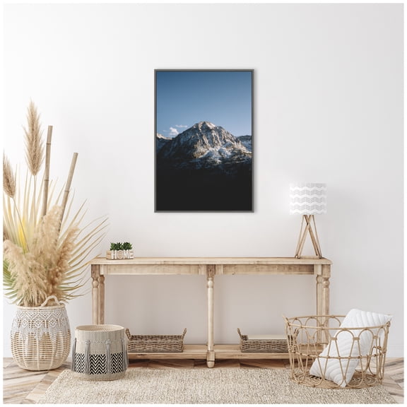 Kate and Laurel Yosemite Mountain Landscape Framed Canvas Wall Art by Patricia Rae 23 x 33 Sylvie Dark Grey, Modern Contemporary, Landscapes, Nature Art for Wall Decor, Living Room Bedroom