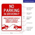 thumbnail image 3 of No Parking in Driveway Sign, Unauthorized Vehicles Will Be Towed Sign,, 3 of 8