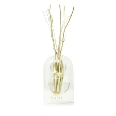 Clear Reed Diffuser With White Circular Inlay, "Lily Of The Valley" Scent