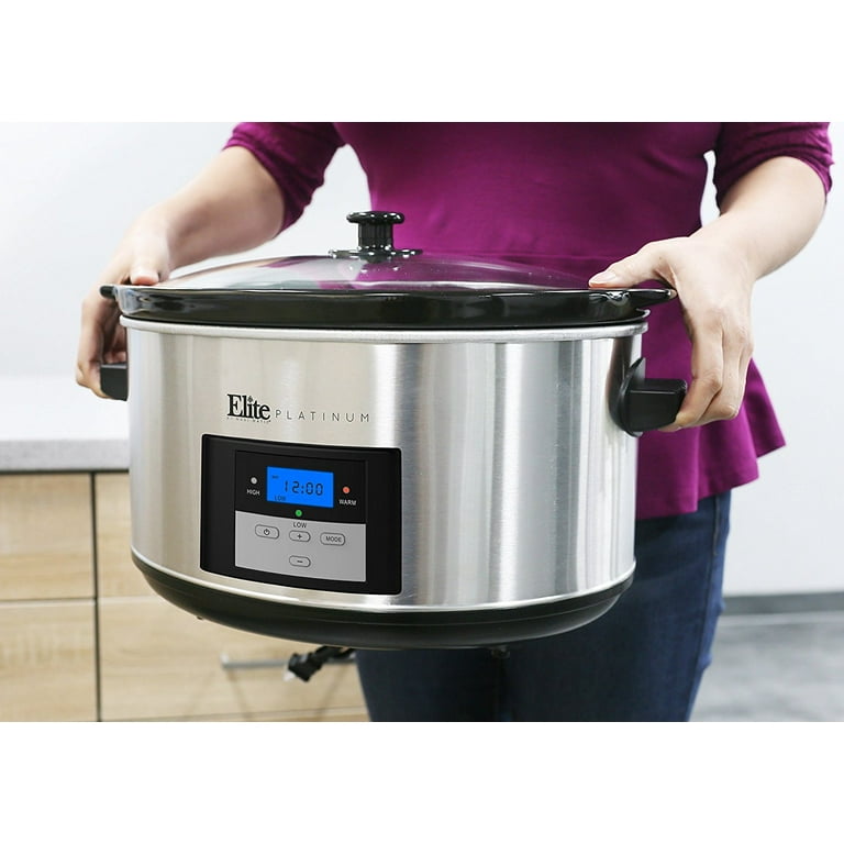 8.5Qt Stainless Steel Programmable Slow Cooker Oval Digital Large Crock Pot  Lid