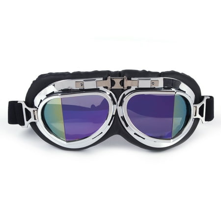 Helmets Goggles - C.F.GOGGLE Ski Goggles Motorcycle Half Helmet Glasses Goggles Aviator Pilot Biker Vintage Outdoor Blue