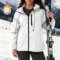thumbnail image 3 of qucoqpe Womens Thermal Fleece-Lined Ski Jacket Windproof Waterproof Zip-Up Snow Hiking Coats Fall Winter Windbreaker Sports Hooded Softshell Jackets, 3 of 7