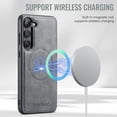 thumbnail image 2 of Magnetic Phone Case for Samsung Galaxy S23, Classic Business Shockproof Protective Compatible with MagSafe Charging PU Leather Back Case for Men Women for Samsung Galaxy S23 - Gray, 2 of 7
