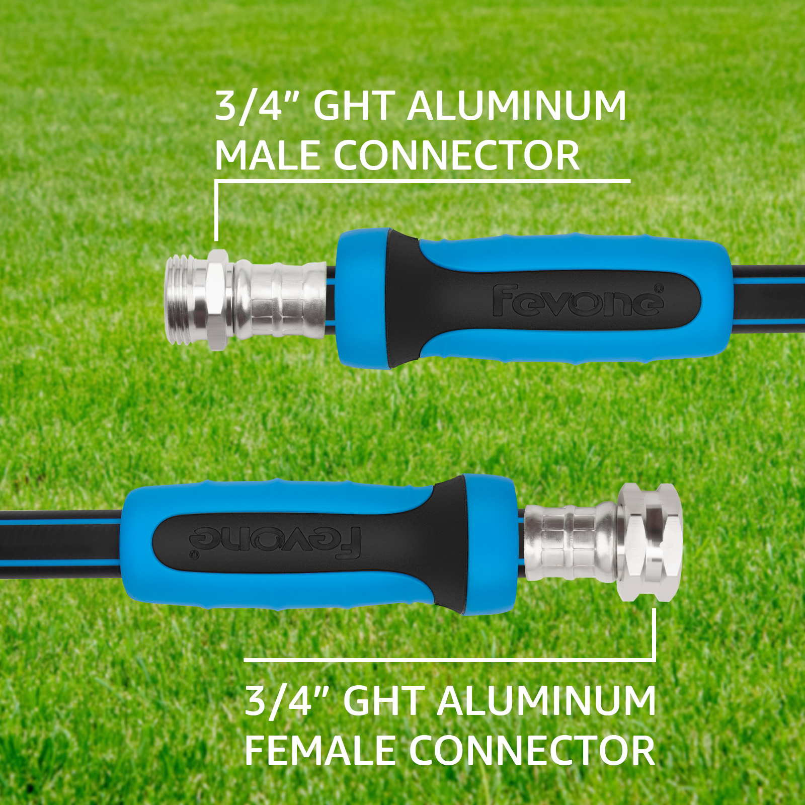 Fevone 105 ft Garden Hose, 2-Year Warranty Offered by Manufacturer, Kink Resistant, Heavy Duty Water Hose, Solid Aluminum Fittings, 3/4 " GHT, 5/8" ID, 600 Psi (GH8)