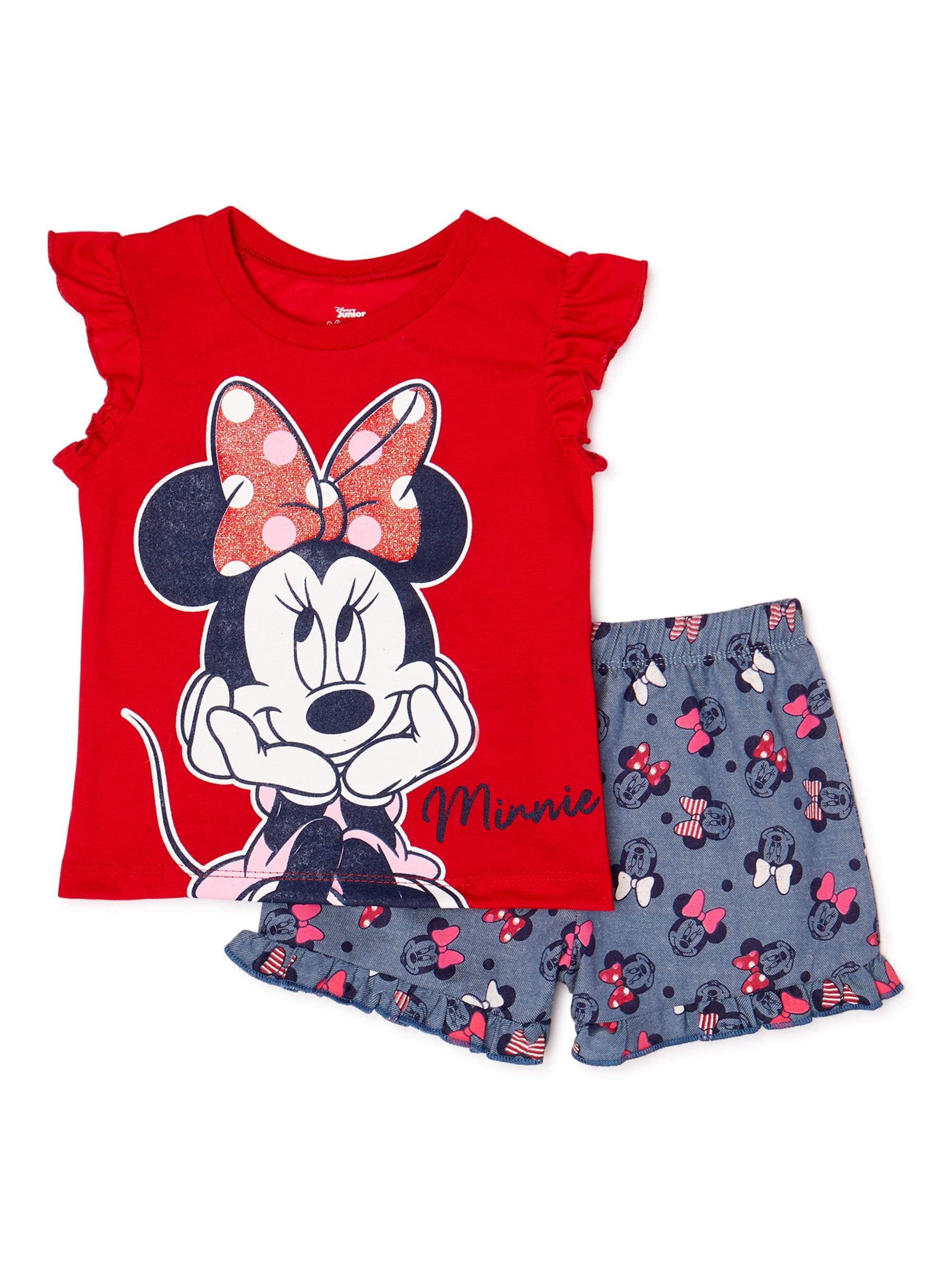 NEW Baby Girl Minnie Mouse Short Sleeve T-shirt Top & Shorts SET Size NB.6M.9M.2 