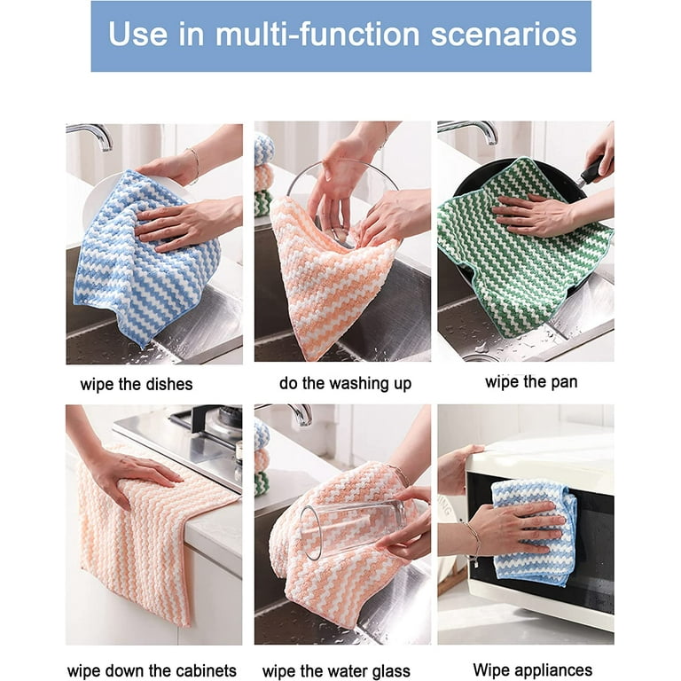 2 Pcs Absorbent Microfiber Kitchen Cleaning Cloth Hangable Coral Fleece  Dish Cloth Kichen Rag Tool