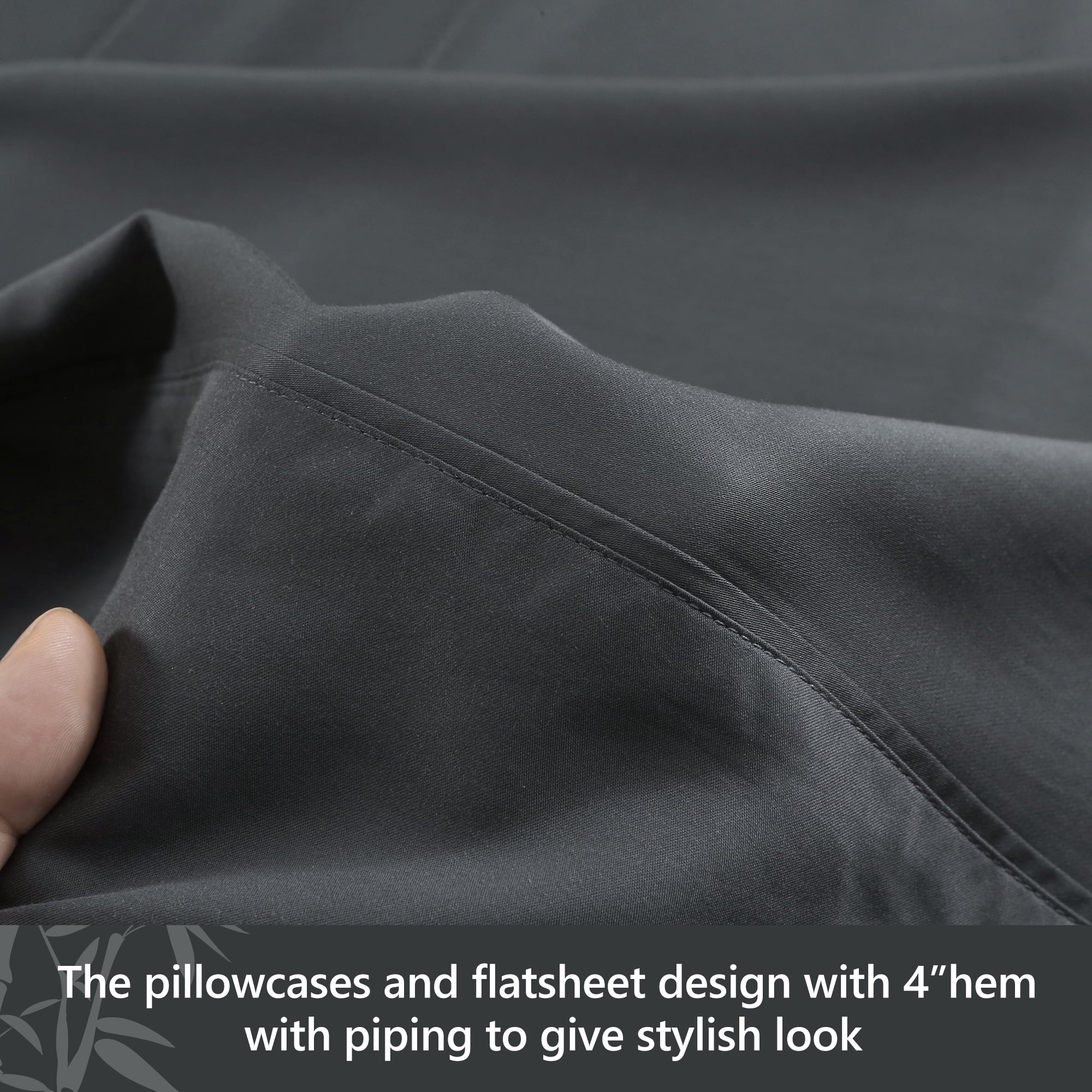 L Linen World 100% Viscose from Bamboo Sheets Set Full Size,Bamboo Cooling Bed Sheet 4 Pieces Deep Pocket Sheet,Silky Soft,Breathable(Shadow Grey,Full)
