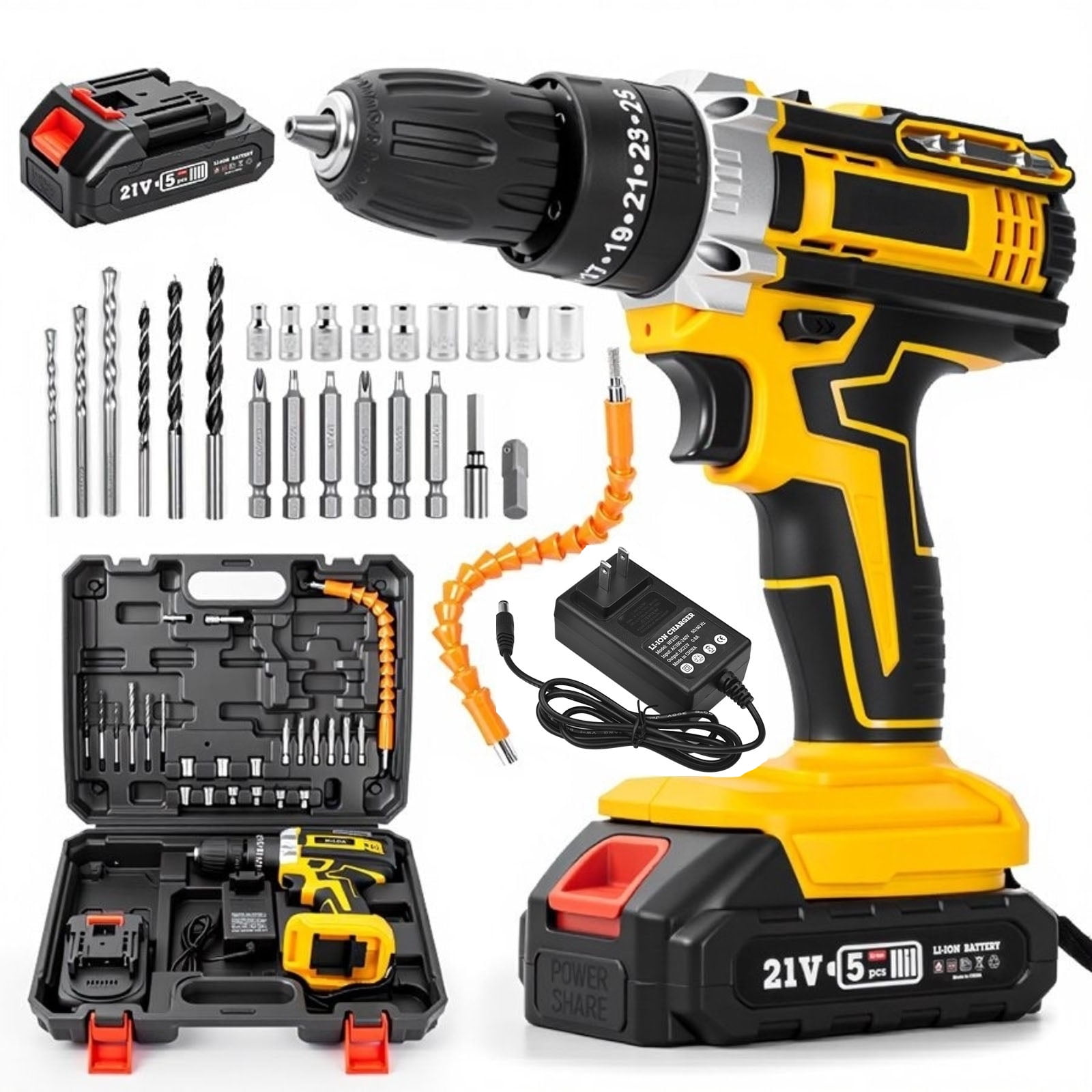 Perceuse visseuse sans fil 21V EmdTOOL - 2 Batteries 1,5Ah +Chargeur