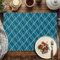 thumbnail image 2 of Placemats Set of 6, Peacock Blue Lines Place Mats Abstract Waves Striped Tablemats Washable Placemat Table Decoration for Kitchen Table Dinner Party Home Decor Indoor Outdoor 13x19 Inch, 2 of 9