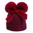 thumbnail image 4 of AJGRHE Kids Knitting Woolen Hat Winter Warm Double Pompom Beanie Cap with BowWinter Knitted Cap For And Toddlers With Thick Warm Soft Yarn For Cold Weather RD2 6-36 Month, 4 of 4