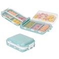 thumbnail image 1 of Organizador de pastillas de viaje, organizador de pastillas diario de diseño plegable en tres, pastillero para el bolsillo del bolso para guardar vitaminas, azul claro de bacalao, 1 of 5