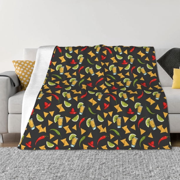 Fotbe Mexican Food Beer Manta de Franela con Estampado, Manta Ultrasuave para Cama, Sofá, Auto, Hipoalergénica y Antibolitas-50"x40"