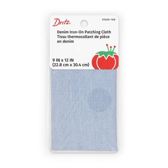Dritz Denim Iron-On Patching Cloth, 9 x 12-Inch, Stonewashed Blue
